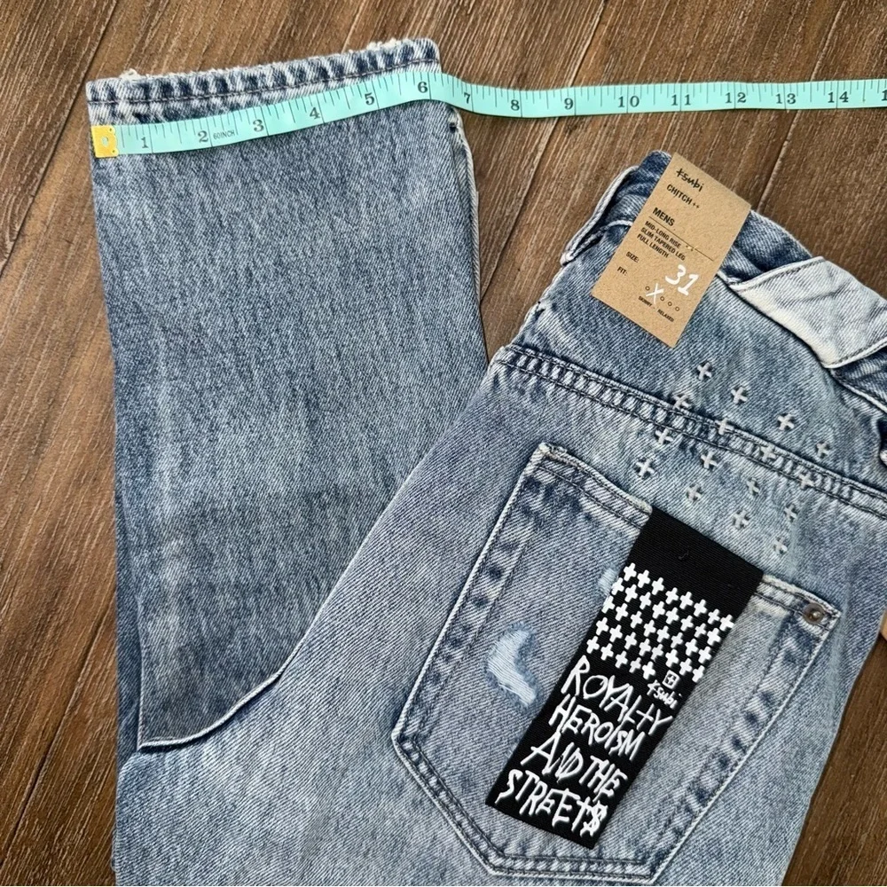 KSUBI Chitch Retrorade Thrashed Blue Slim Straight Tapered Distressed 31x33